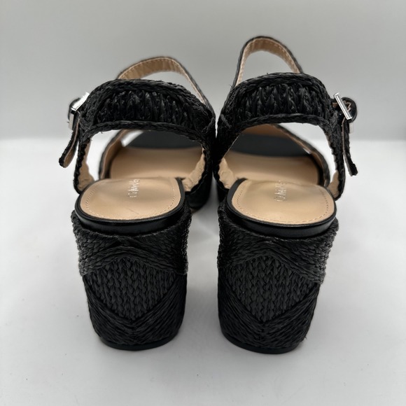 NEW Calvin Klein Lessia Ankle Strap Block Platform Heel Raffia Woven Sz 7 1/2 - Picture 4 of 10